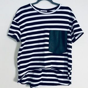 Zara Black & White Striped S/S Shirt; Gently worn